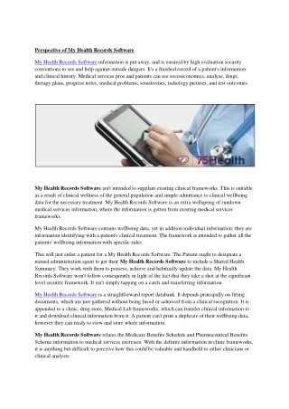 Perspective of My Health Records Software