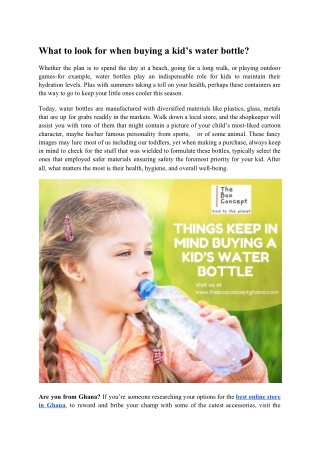 What to look for when buying a kid’s water bottle?