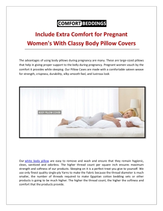 Include Extra Comfort for Pregnant Women With Classy Body Pillow Covers
