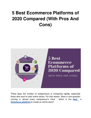 5 Best Ecommerce Platforms of 2020 Compared (With Pros And Cons)