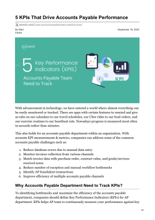 5 KPIs That Drive Accounts Payable Performance