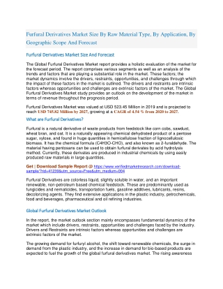 Furfural Derivatives Market Size By Raw Material Type, By Application, By Geographic Scope And Forecast