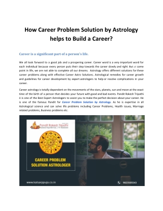 How Career Problem Solution by astrology helps to Build a Career?