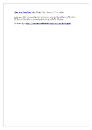 Uber App Developer - Build App Like Uber - AIS Technolabs