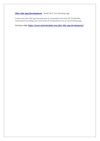 Uber Like App Development - Build Own Taxi Booking App