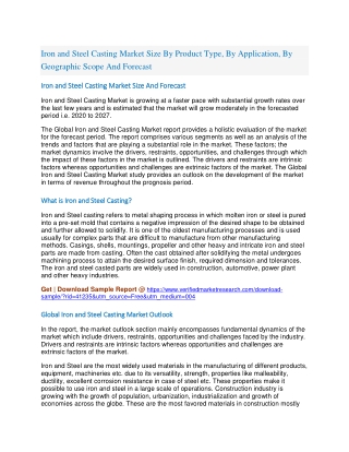 Iron and Steel Casting Market Size By Product Type, By Application, By Geographic Scope And Forecast