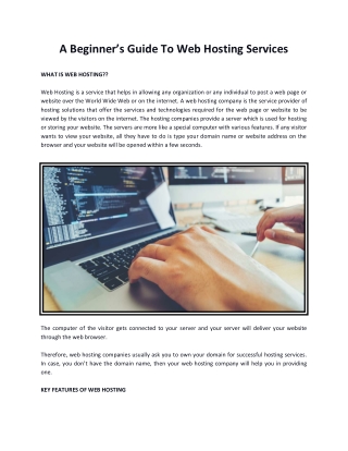 A Beginner’s Guide To Web Hosting Services
