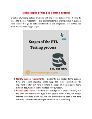 stages of the ETL Testing process