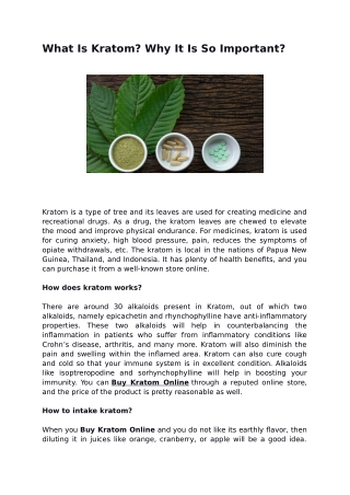 What Is Kratom? Why It Is So Important?