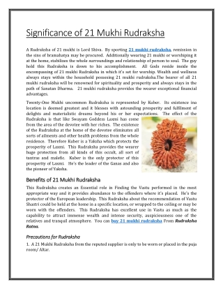 Significance of 21 Mukhi Rudraksha