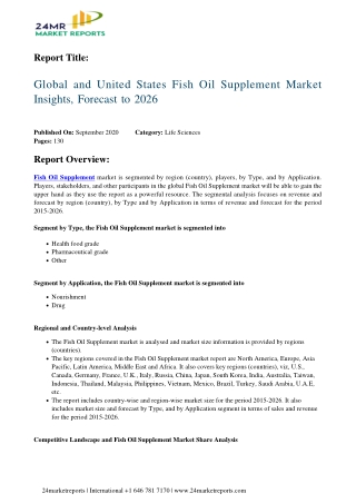 Fish Oil Supplement Market Insights, Forecast to 2026