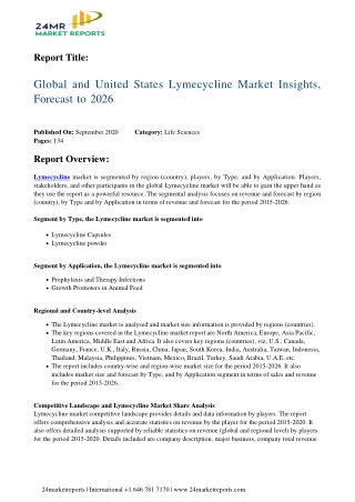 Lymecycline Market Insights, Forecast to 2026