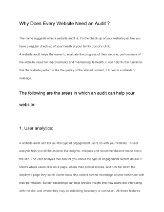 Why Does Every Website Need an Audit ?