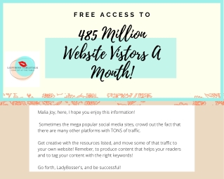 Free Access to 485 Million Monthly Site Visitors