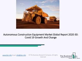 Autonomous Construction Equipment Market Analysis and Forecast Report 2030