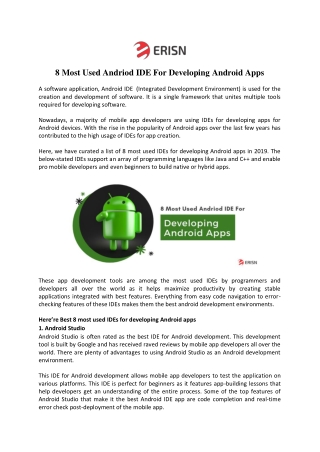 8 Most Used Andriod IDE For Developing Android Apps