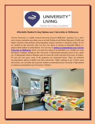 Affordable Student Living Options near Universities in Melbourne