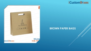 Brown paper bags with handles for sale in USA at icustomboxes
