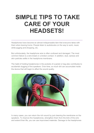 How to take care of your Headsets