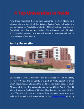 4 Top Universities in Noida