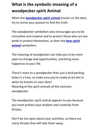 What is the symbolic meaning of a woodpecker spirit animal