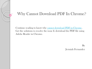 Why Cannot Download PDF In Chrome?