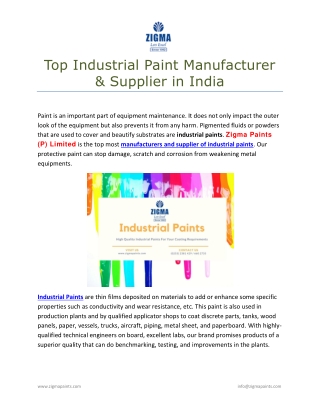 Top Industrial Paint Manufacturer & Supplier in India