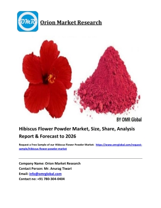 Hibiscus Flower Powder Market Size, Industry Trends, Share and Forecast 2020-2026