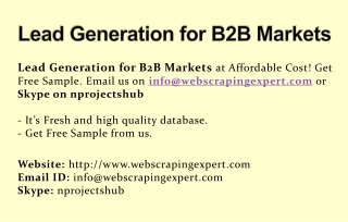 Lead Generation for B2B Markets