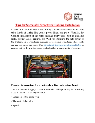What are the Tips for Successful Structured Cabling Installation?