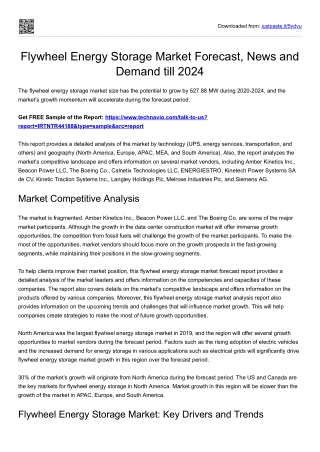 Flywheel Energy Storage Market Analysis and News 2024