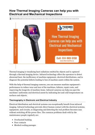 How Thermal Imaging Cameras Can Help You With Electrical And Mechanical Inspections