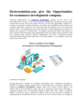 Dextrosolution.com give the Opportunities for ecommerce development company