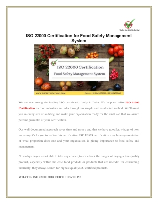Iso 22000 certification fsms