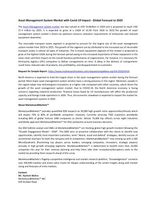 Asset Management System Market by Solution, Asset Type | COVID-19 Impact Analysis | MarketsandMarkets