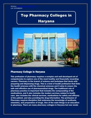 Top Pharmacy Colleges in Haryana