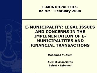 E-MUNICIPALITIES Beirut – February 2004