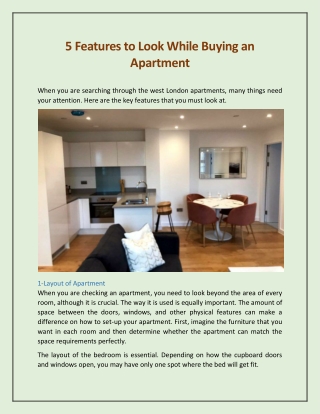 5 Features to Look While Buying an Apartment