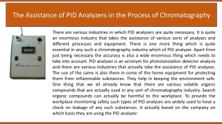 The Assistance of PID Analyzers in the Process of Chromatography