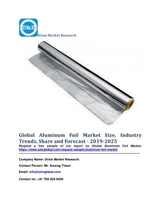 Global Aluminum Foil Market Size, Industry Trends, Share and Forecast - 2019-2025