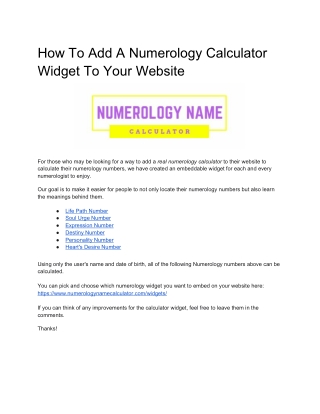 How To Add A Numerology Calculator Widget To Your Website