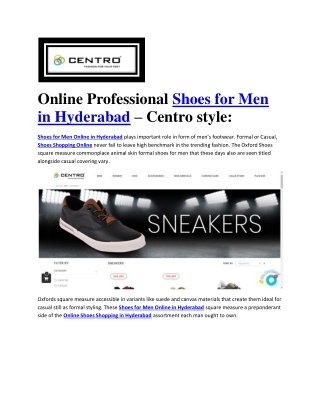 Online Professional Shoes for Men in Hyderabad – Centro style: