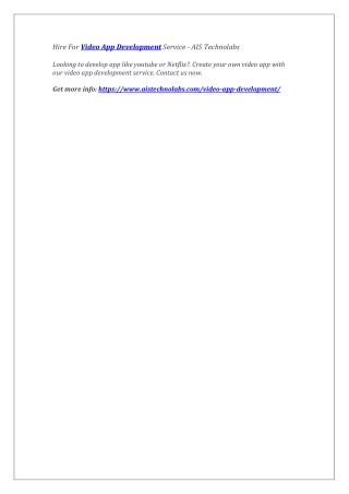 Hire For Video App Development Service - AIS Technolabs