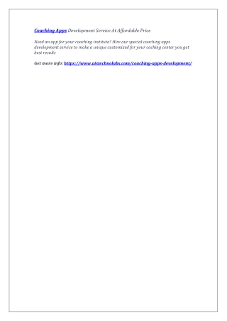 Coaching Apps Development Service At Affordable Price