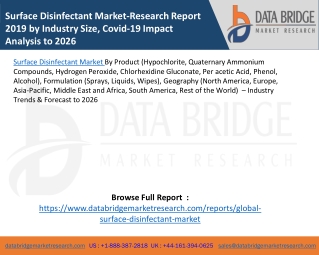 Surface Disinfectant Market-Research Report 2019 by Industry Size, Covid-19 Impact Analysis to 2026