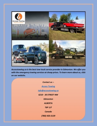 Cheap Tow Truck Service In Edmonton | Accesstowing.ca