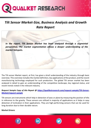 Tilt Sensor Market Report Forecasts the Impact of COVID-19 Pandemic on Business