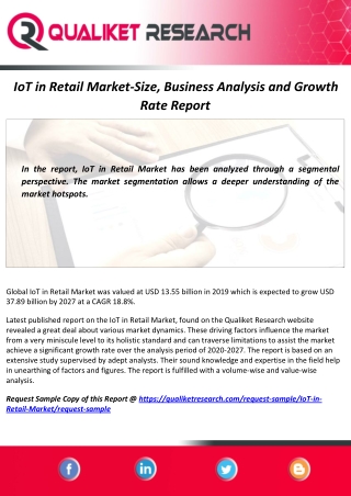 IoT in Retail Market Size, Technology Insights, Growth Analysis and Forecast Report by 2027
