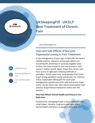 Buy Tapentadol 100 mg Online Legally for Chronic Pain – UKSLP