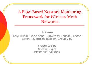 A Flow-Based Network Monitoring Framework for Wireless Mesh Networks